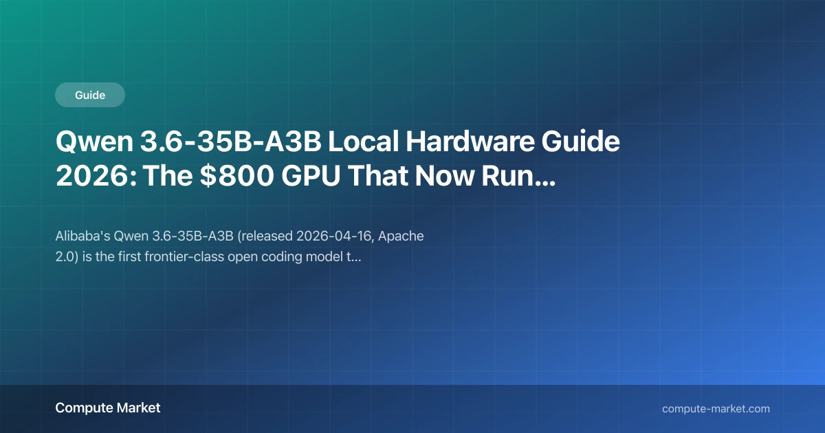 run qwen 3 locally 2026: 16 gb vram, under 10 min... Qwen 3.6-35B-A3B Local Hardware Guide — GPU & VRAM (2026) | Compute Market