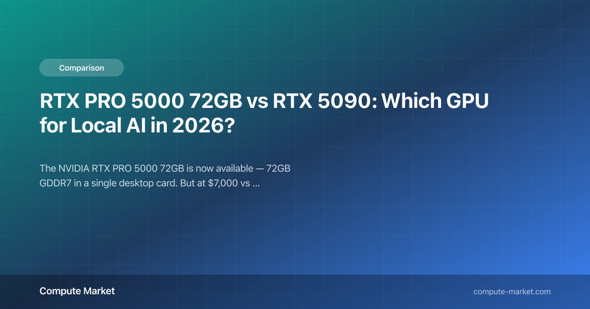 RTX PRO 5000 72GB vs RTX 5090 for Local AI (2026) | Compute Market